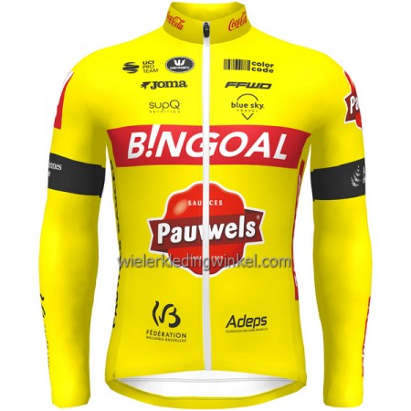 Wielershirt 2022 Bingoal Pauwels Sauces WB Lange Mouw Rood Neongeel